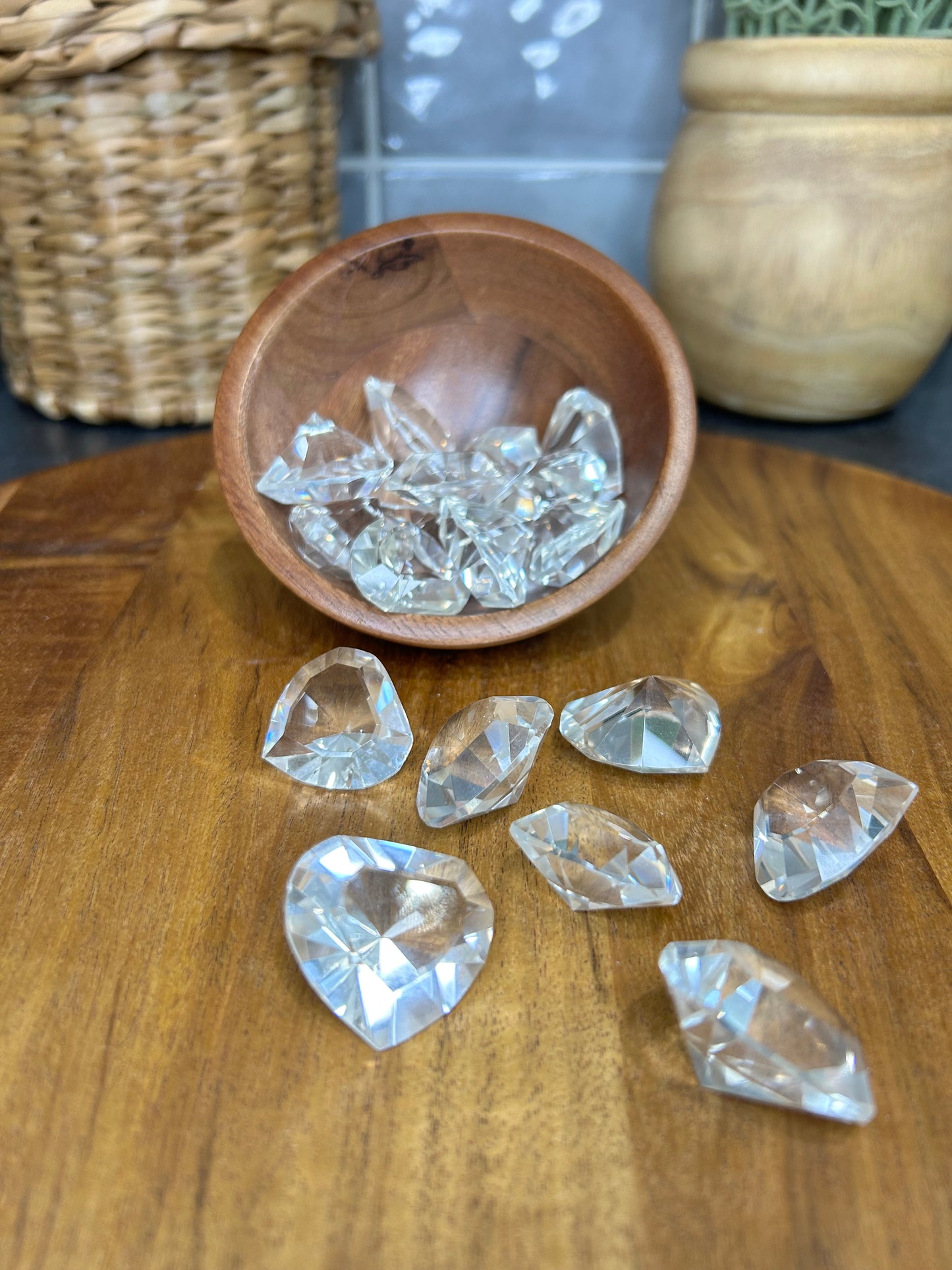 Medium Clear Quartz Faceted Hearts