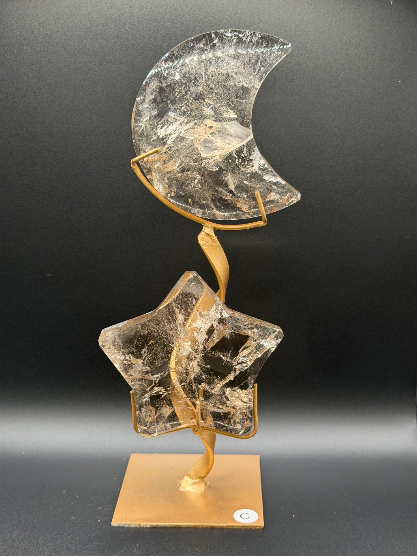 Smokey Quartz Moon & Star Pair - Option C
