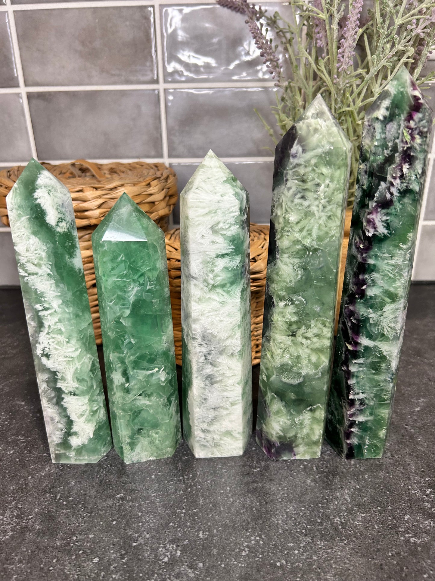 Feather Fluorite Statement Towers