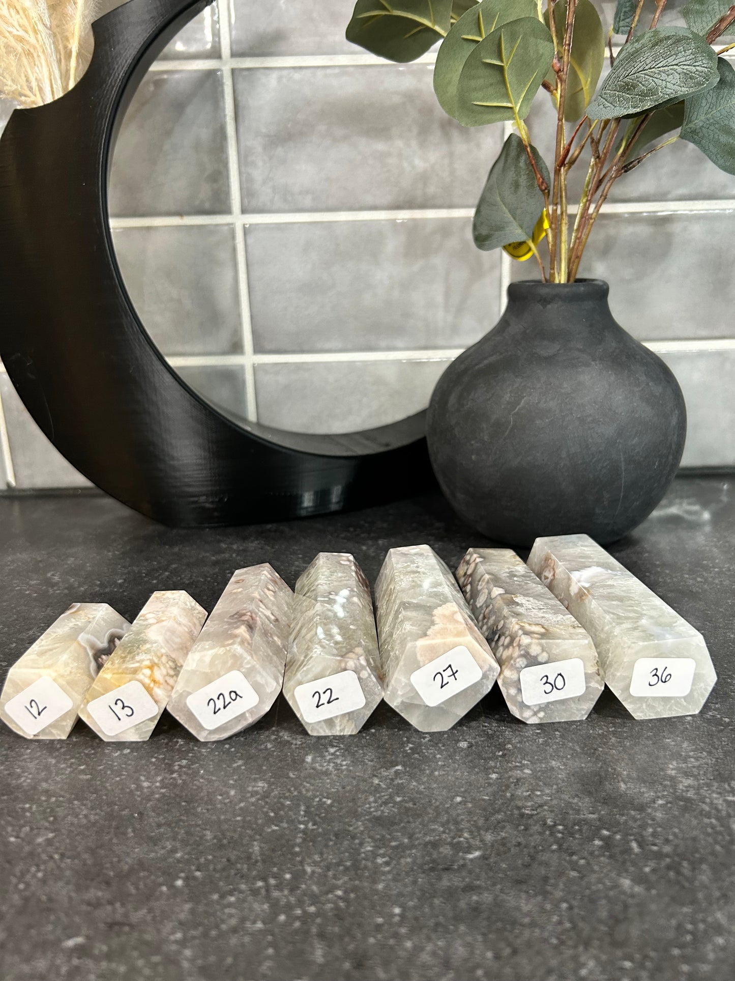 Green Flower Agate Towers