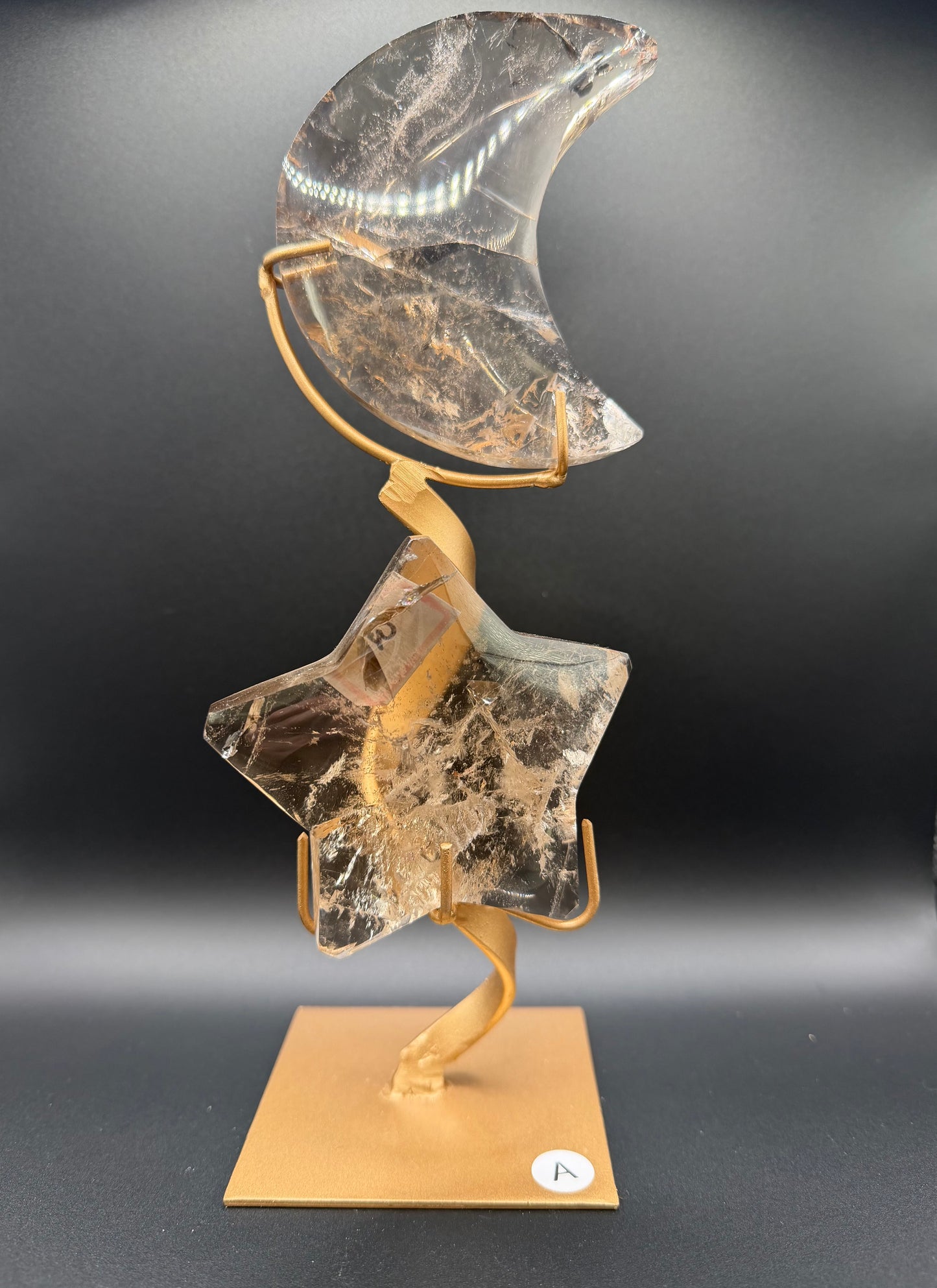 Smokey Quartz Moon & Star Pair - Option A