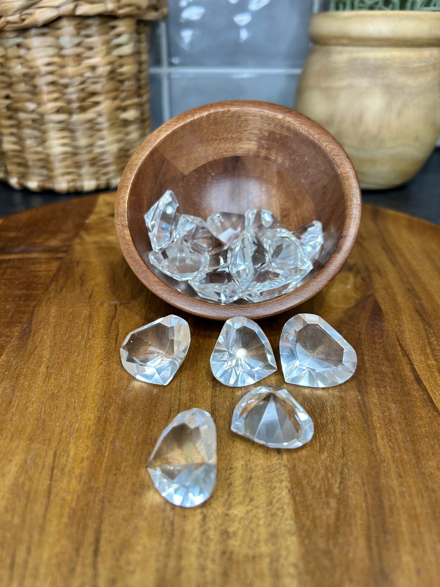 Small Clear Quartz Faceted Hearts