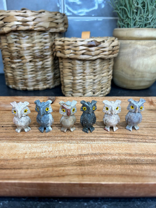 Mini Soapstone Owl Carvings