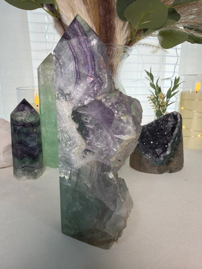 Half Polished Fluorite Tower