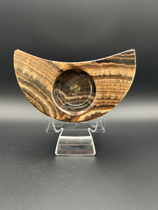 Chocolate Onyx Moon Tea Light Holder - Option B