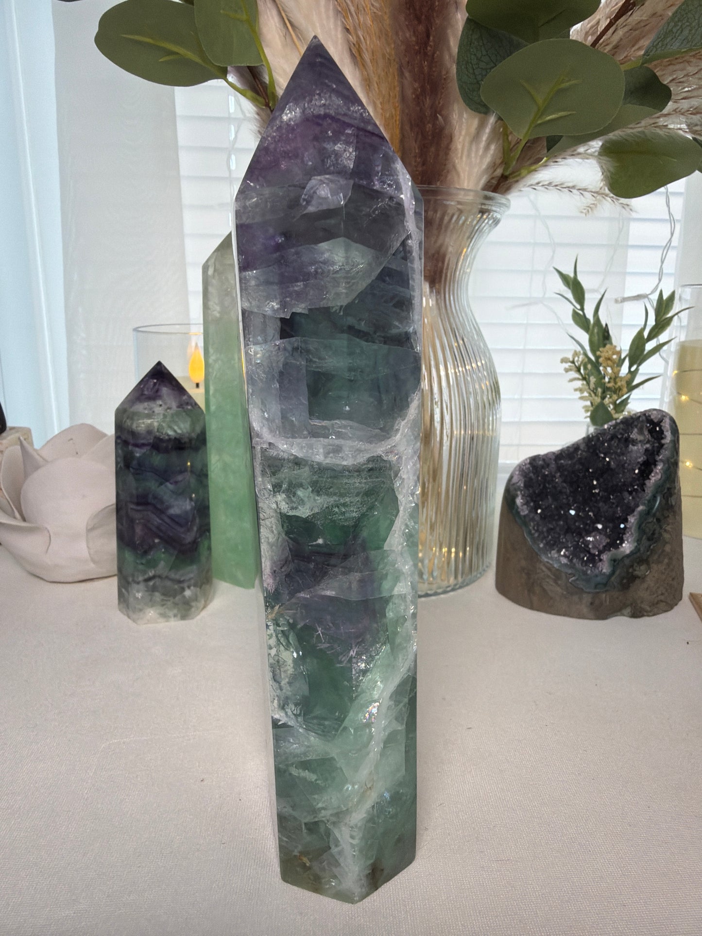 Half Polished Fluorite Tower