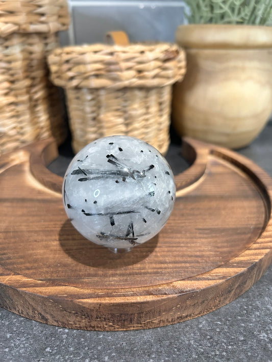 Tourmaline in Quartz Sphere