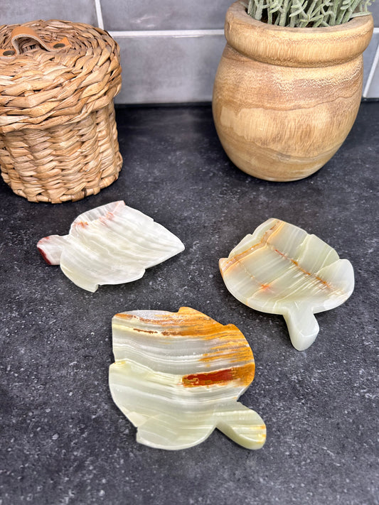 Green Onyx Leaf Trinket Dish