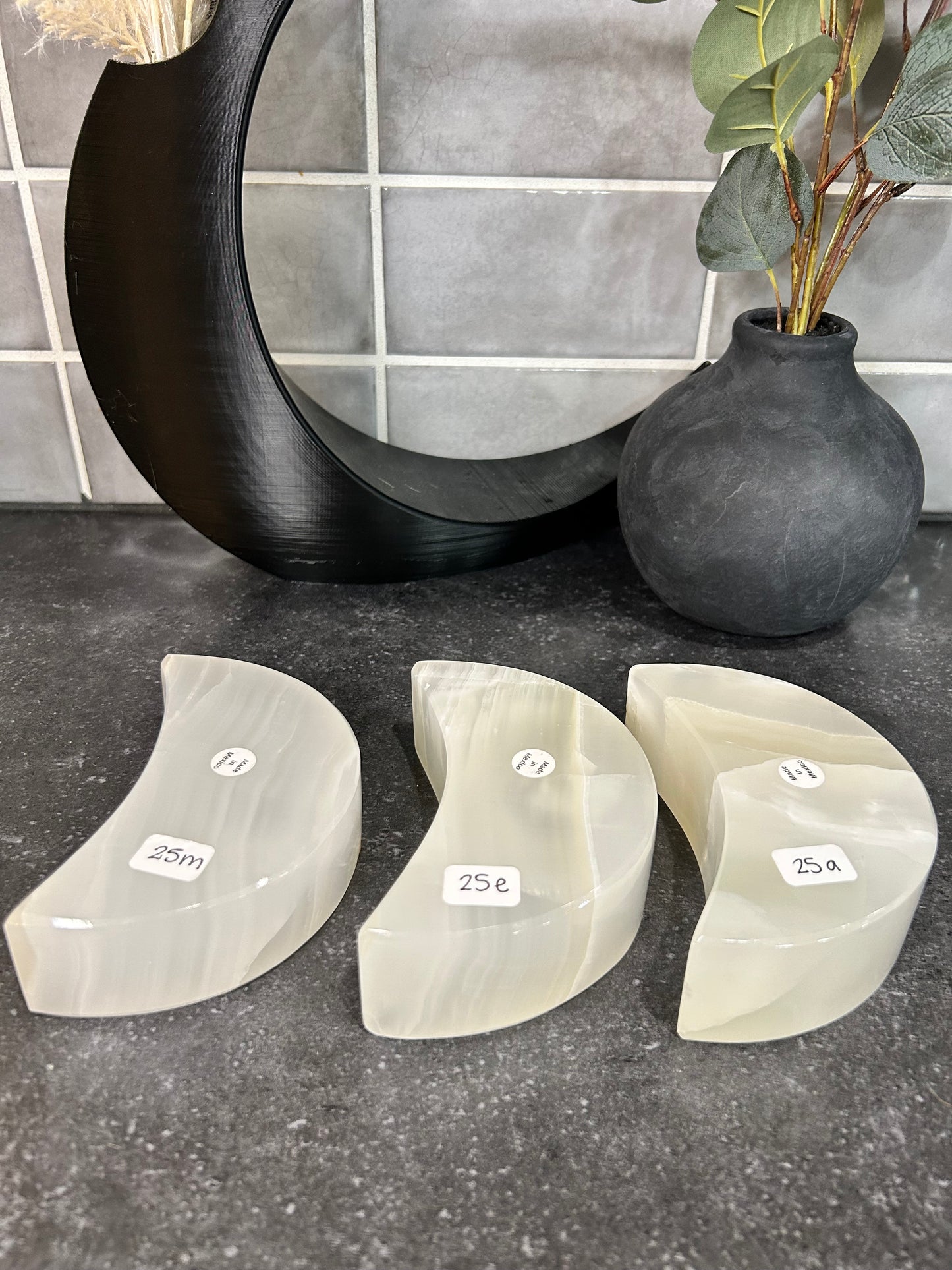 White Onyx Moon Tealight Holder