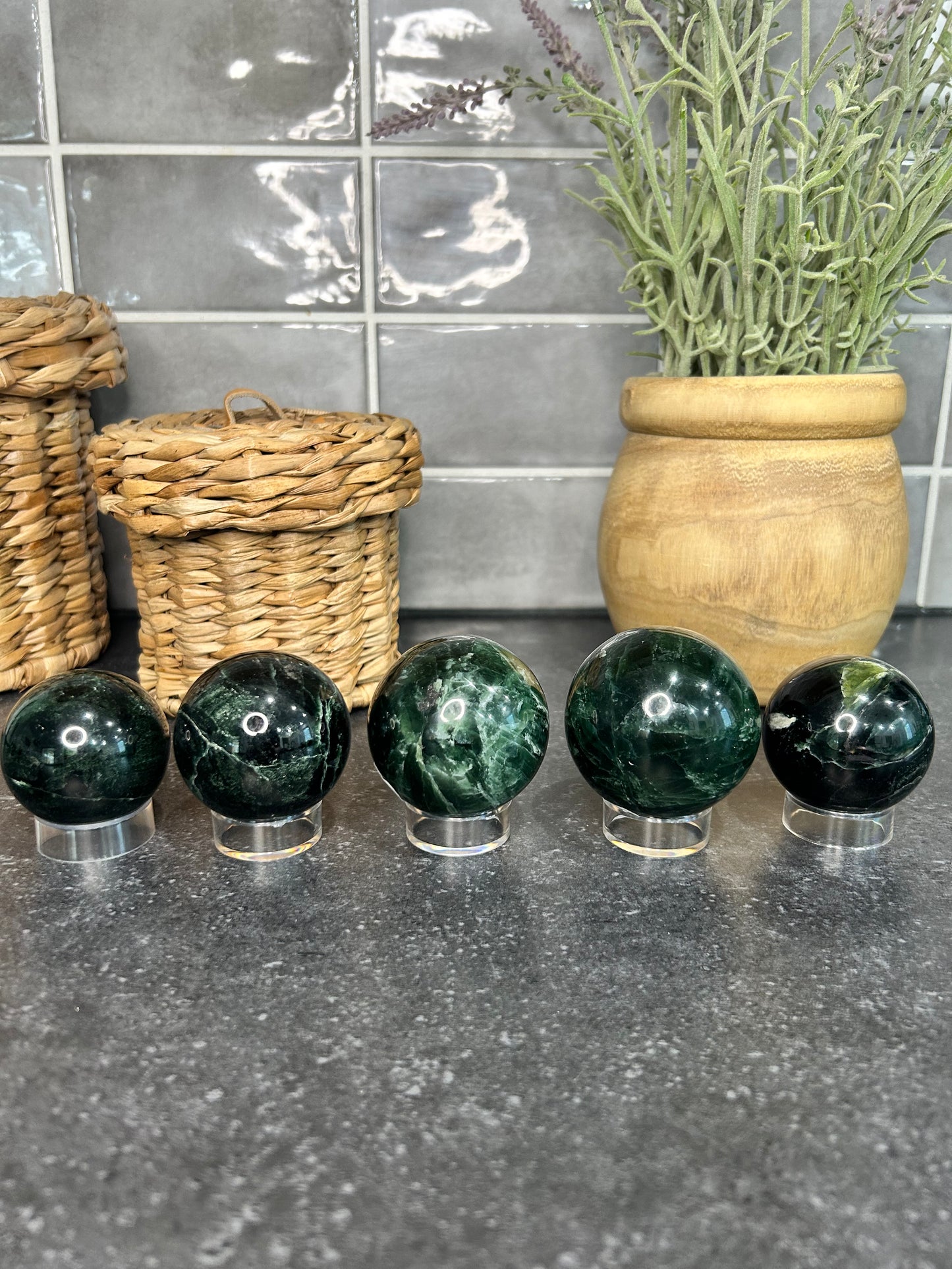 Green Kyanite Spheres