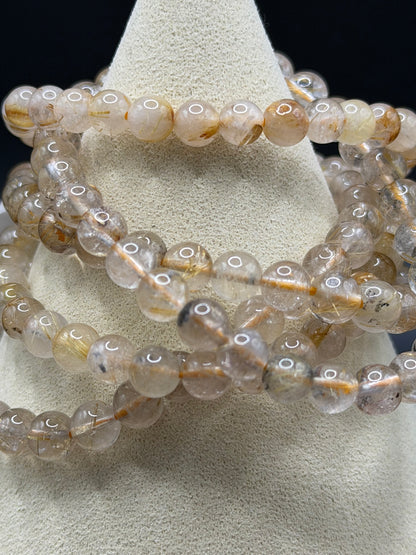 Golden Rutile in Quartz Bracelets