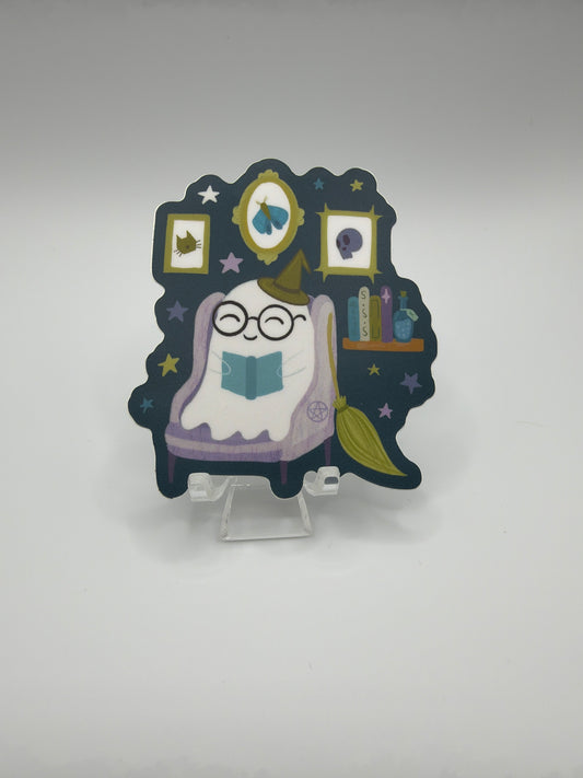 Reading Ghostie Sticker