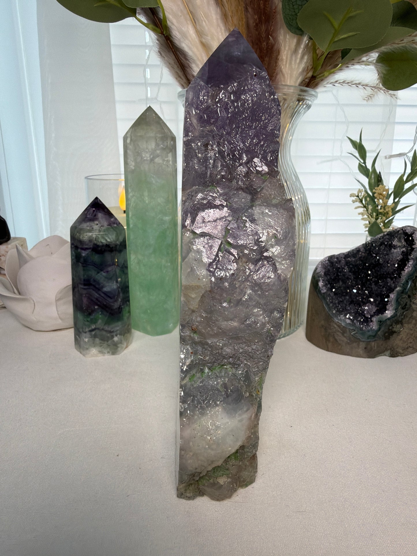 Half Polished Fluorite Tower