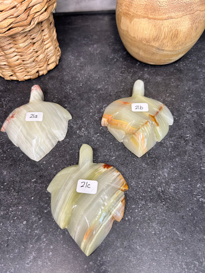 Green Onyx Leaf Trinket Dish